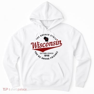 Wisconsin Est. 1848 Badger State Map Pride Vintage Hoodie