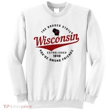 Wisconsin Est. 1848 Badger State Map Pride Vintage Sweatshirt
