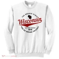 Wisconsin Est. 1848 Badger State Map Pride Vintage Sweatshirt thumb 0