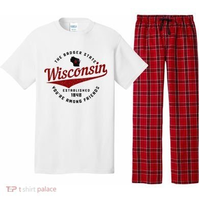 Wisconsin Est. 1848 Badger State Map Pride Vintage Pajama Set