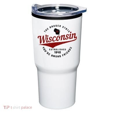 Wisconsin Est. 1848 Badger State Map Pride Vintage Tumbler