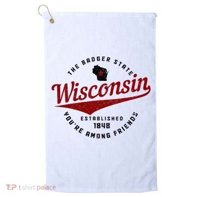 Wisconsin Est. 1848 Badger State Map Pride Vintage Golf Towel