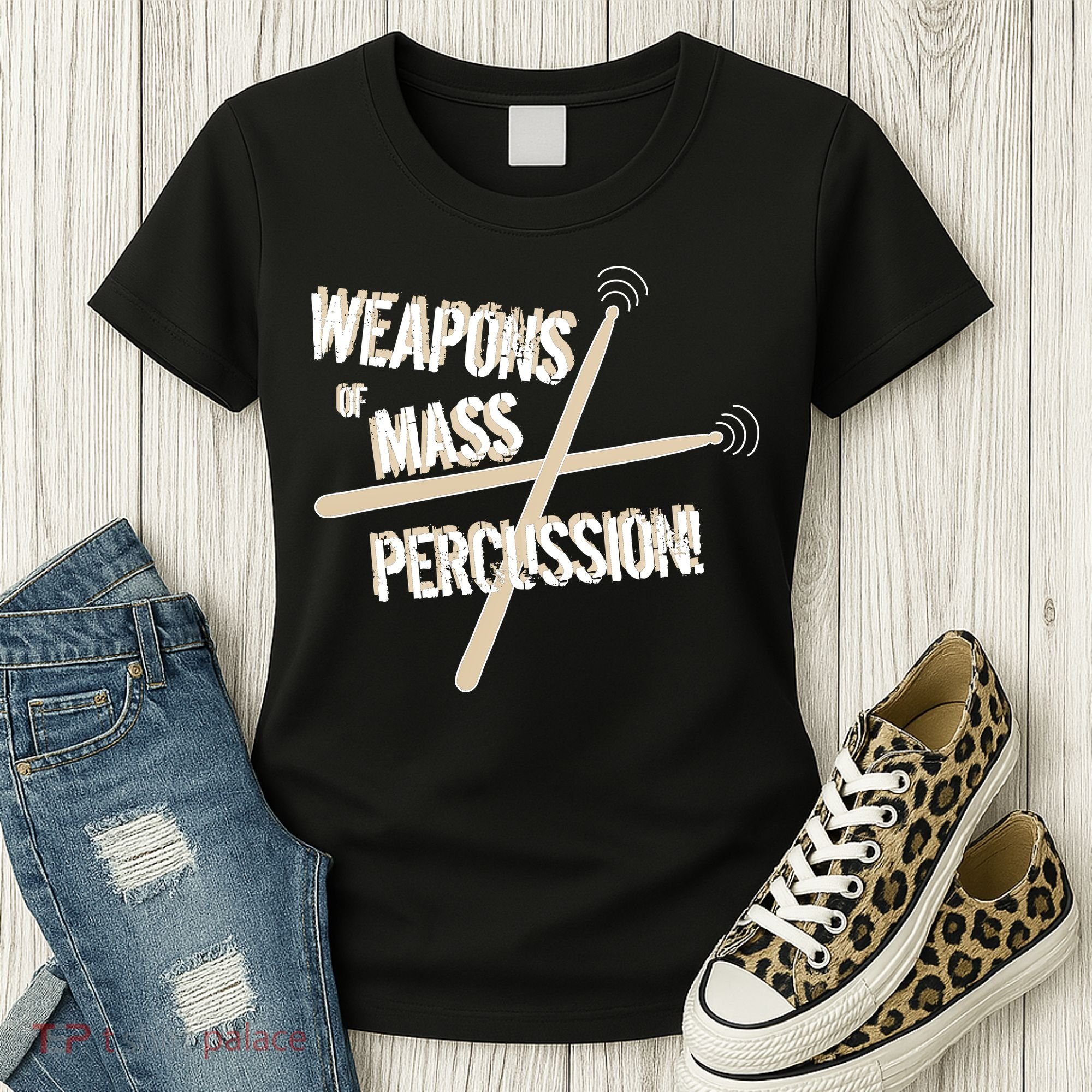 Weapons Of Mass Percussion Funny Drum Drummer Music Band  Women's T-Shirt