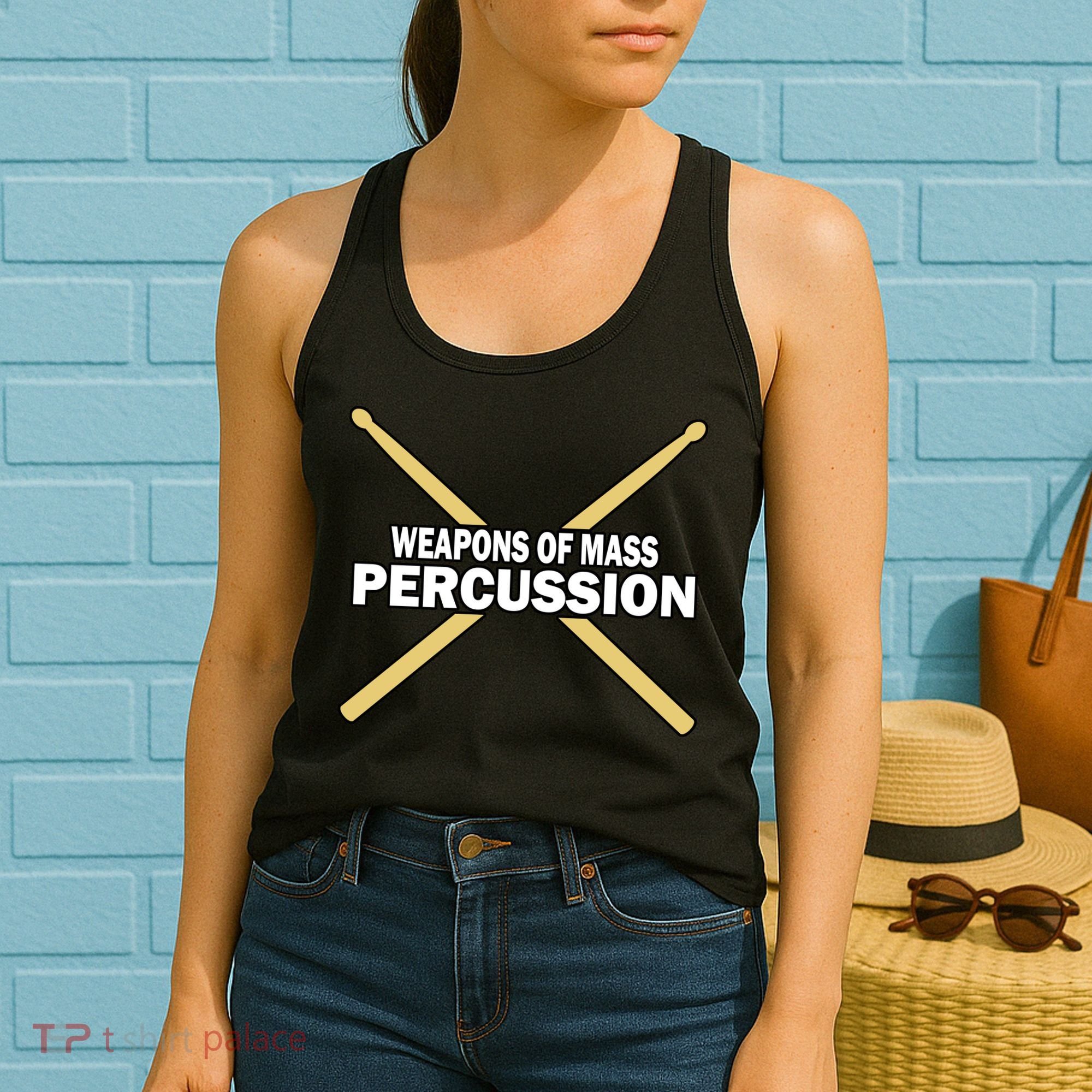 Weapons of Mass Percussion Funny Drummer Women's Tank Top
