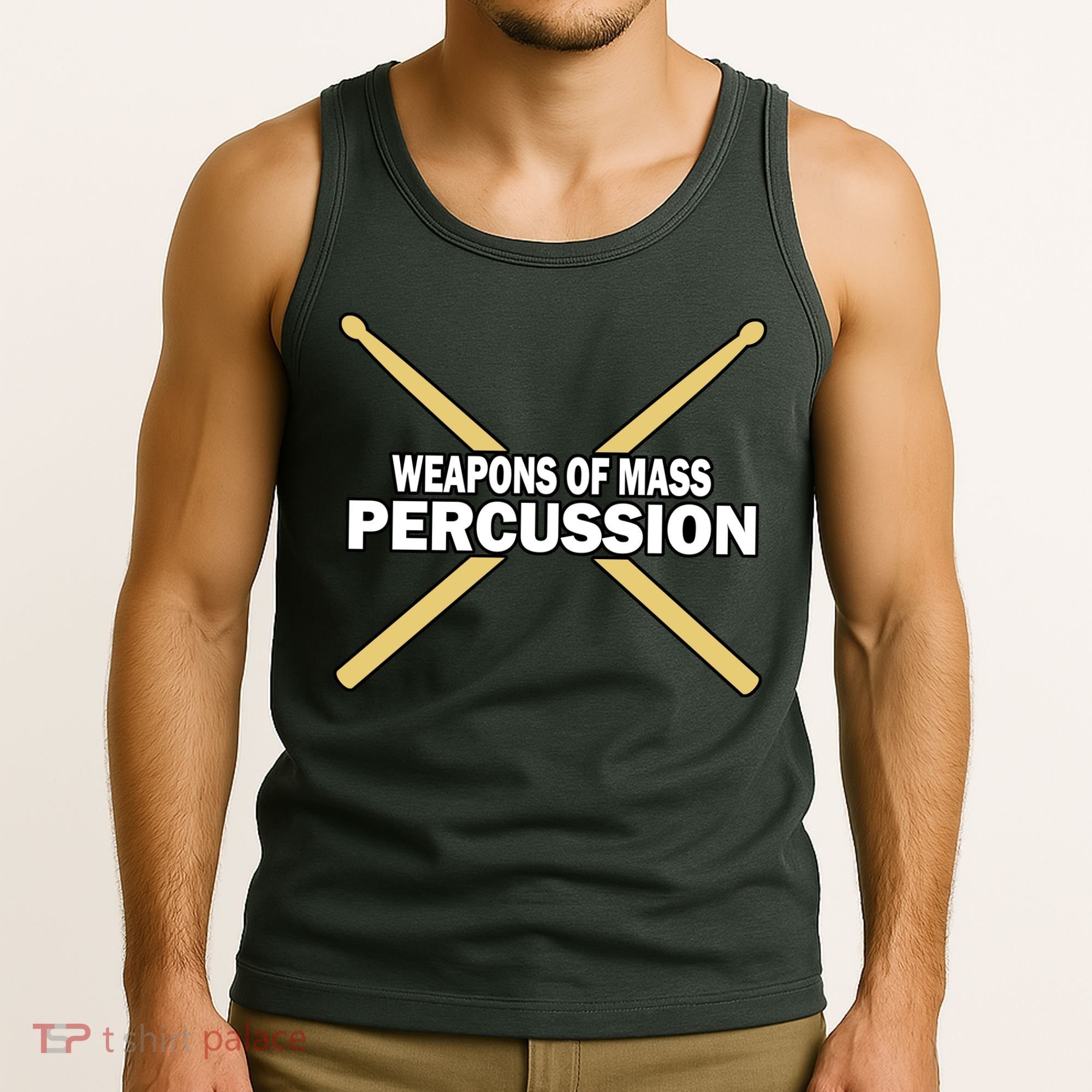 Weapons of Mass Percussion Funny Drummer Tank Top
