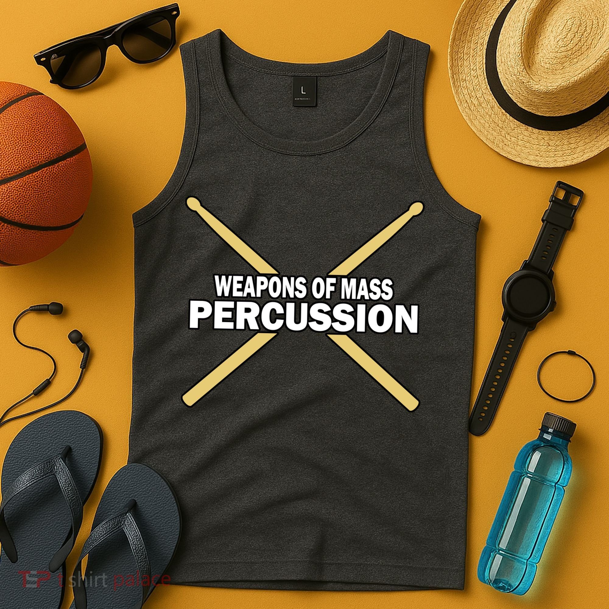 Weapons of Mass Percussion Funny Drummer Tank Top