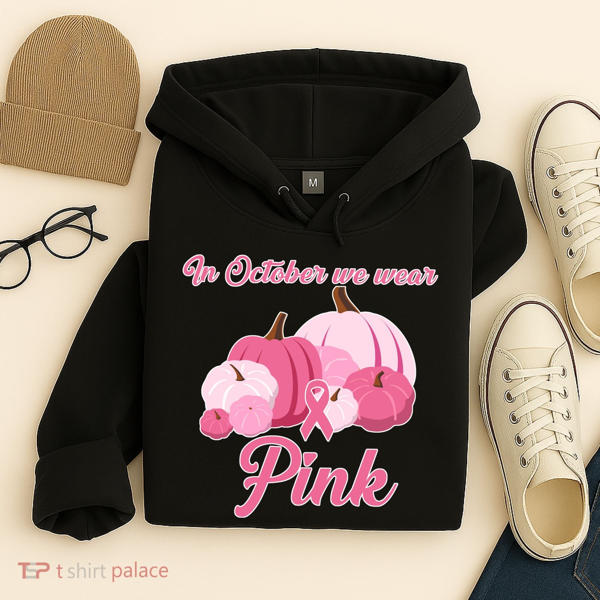 Wear Pin In October Breast Cancer Awareness Autumn Hoodie