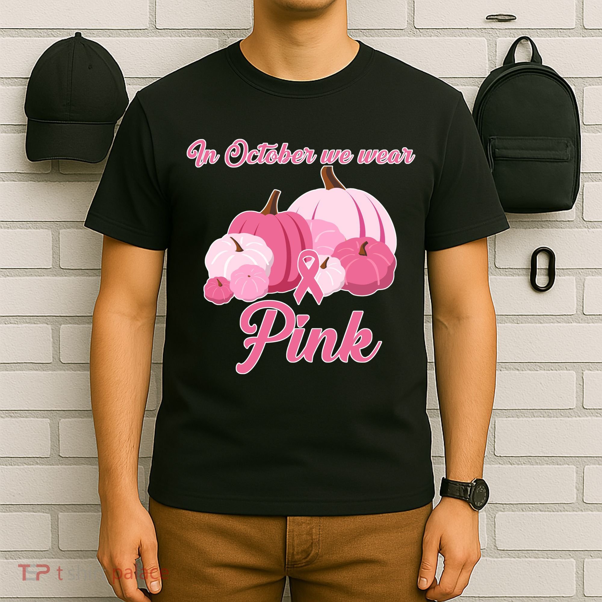 Wear Pin In October Breast Cancer Awareness Autumn T-Shirt
