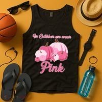 Wear Pin In October Breast Cancer Awareness Autumn Tank Top thumb 4