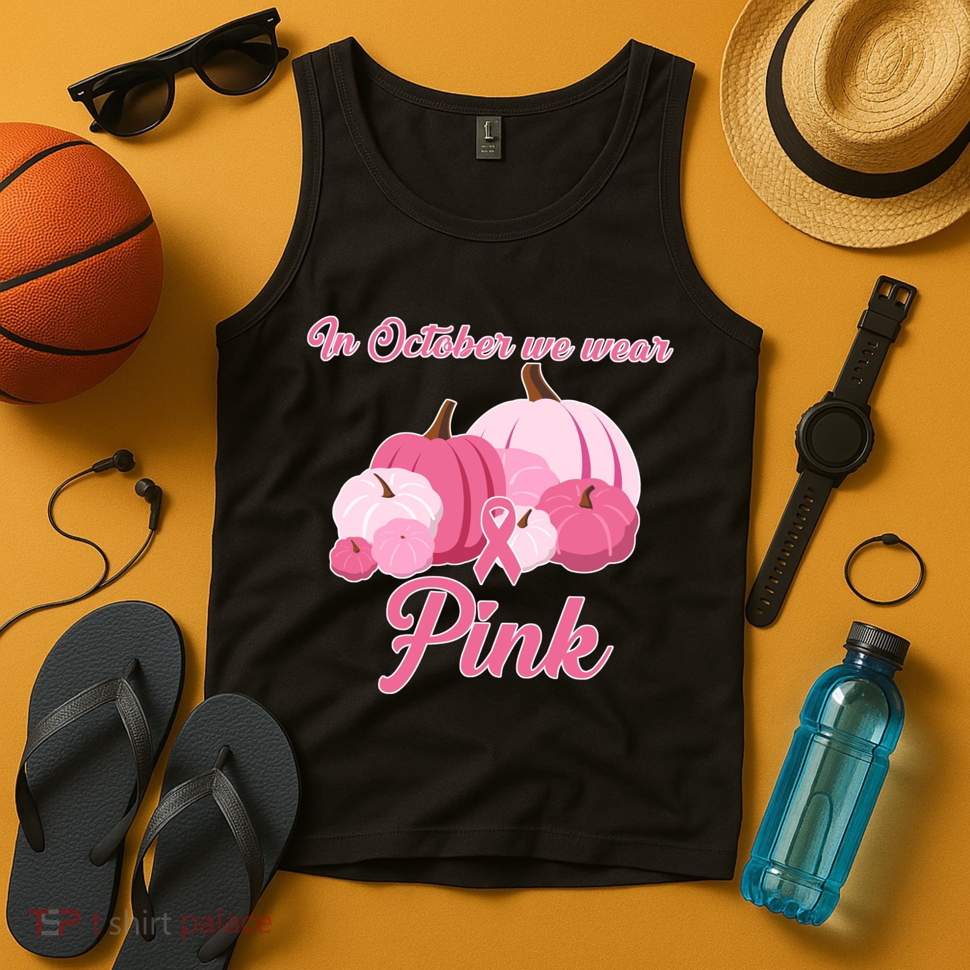Wear Pin In October Breast Cancer Awareness Autumn Tank Top