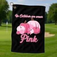 Wear Pin In October Breast Cancer Awareness Autumn Golf Towel thumb 1