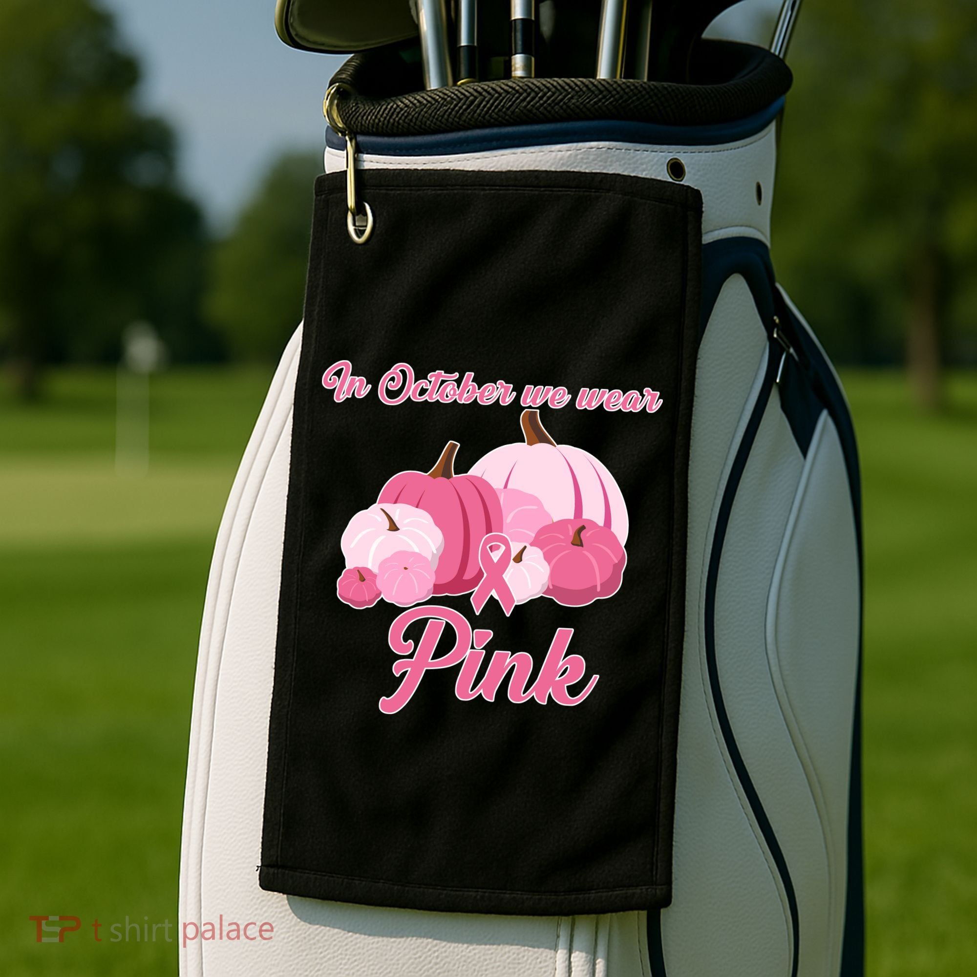 Wear Pin In October Breast Cancer Awareness Autumn Golf Towel