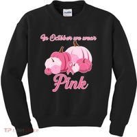 Wear Pin In October Breast Cancer Awareness Autumn Kids Sweatshirt thumb 0
