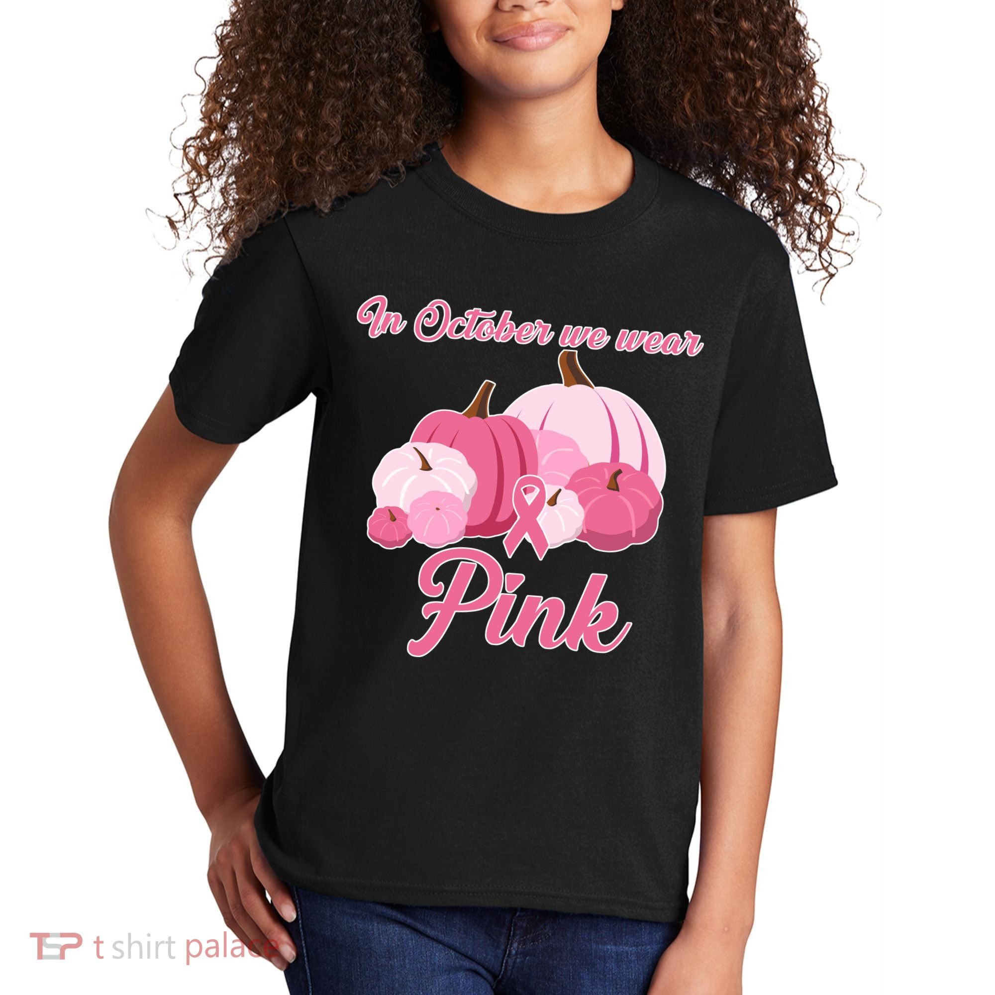 Wear Pin In October Breast Cancer Awareness Autumn Kids T-Shirt