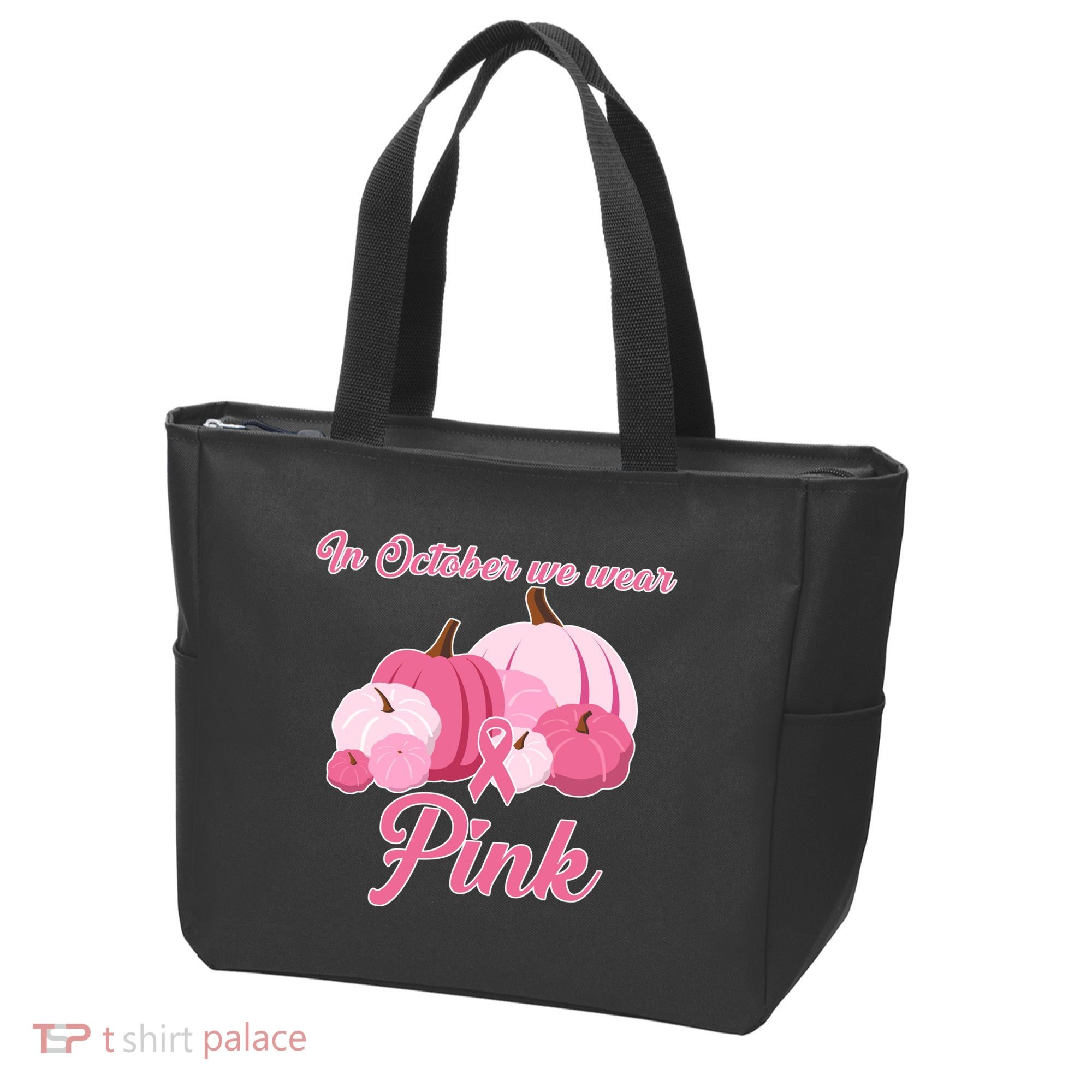 Wear Pin In October Breast Cancer Awareness Autumn Tote Bag