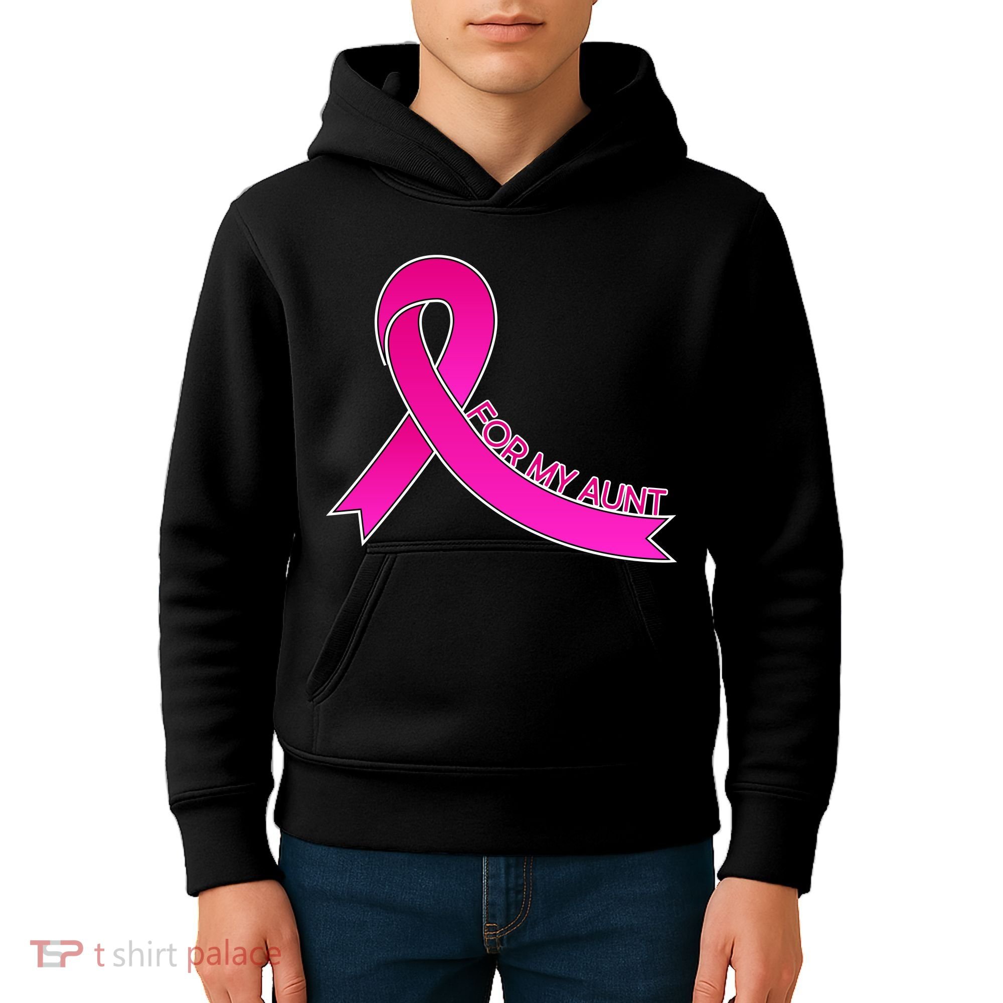 Wear Pink For My Aunt Breast Cancer Awareness Kids Hoodie