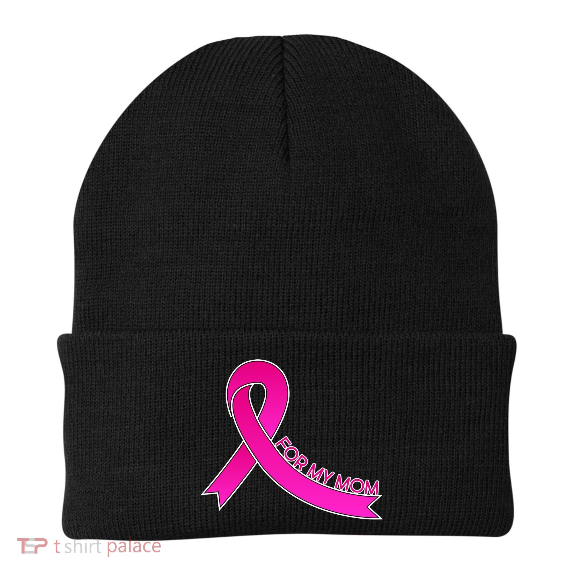 Wear Pink For My Mom Breast Cancer Awareness Beanie