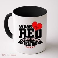 Wear Red To Keep Hearts Beating Heart Health Awareness Coffee Mug thumb 0