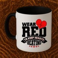 Wear Red To Keep Hearts Beating Heart Health Awareness Coffee Mug thumb 2