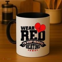Wear Red To Keep Hearts Beating Heart Health Awareness Coffee Mug thumb 4