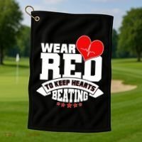 Wear Red To Keep Hearts Beating Heart Health Awareness Golf Towel thumb 1