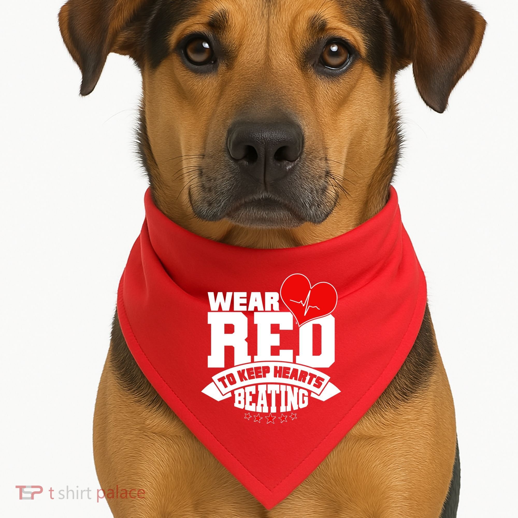 Wear Red To Keep Hearts Beating Heart Health Awareness USA-Made Doggie Bandana
