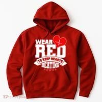 Wear Red To Keep Hearts Beating Heart Health Awareness Hoodie thumb 0