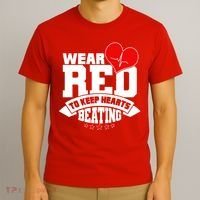 Wear Red To Keep Hearts Beating Heart Health Awareness T-Shirt thumb 3