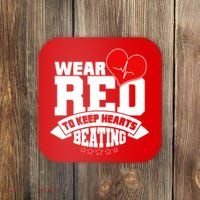 Wear Red To Keep Hearts Beating Heart Health Awareness Coaster thumb 0