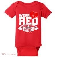 Wear Red To Keep Hearts Beating Heart Health Awareness Baby Bodysuit thumb 0