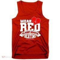 Wear Red To Keep Hearts Beating Heart Health Awareness Tank Top thumb 0