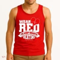 Wear Red To Keep Hearts Beating Heart Health Awareness Tank Top thumb 3
