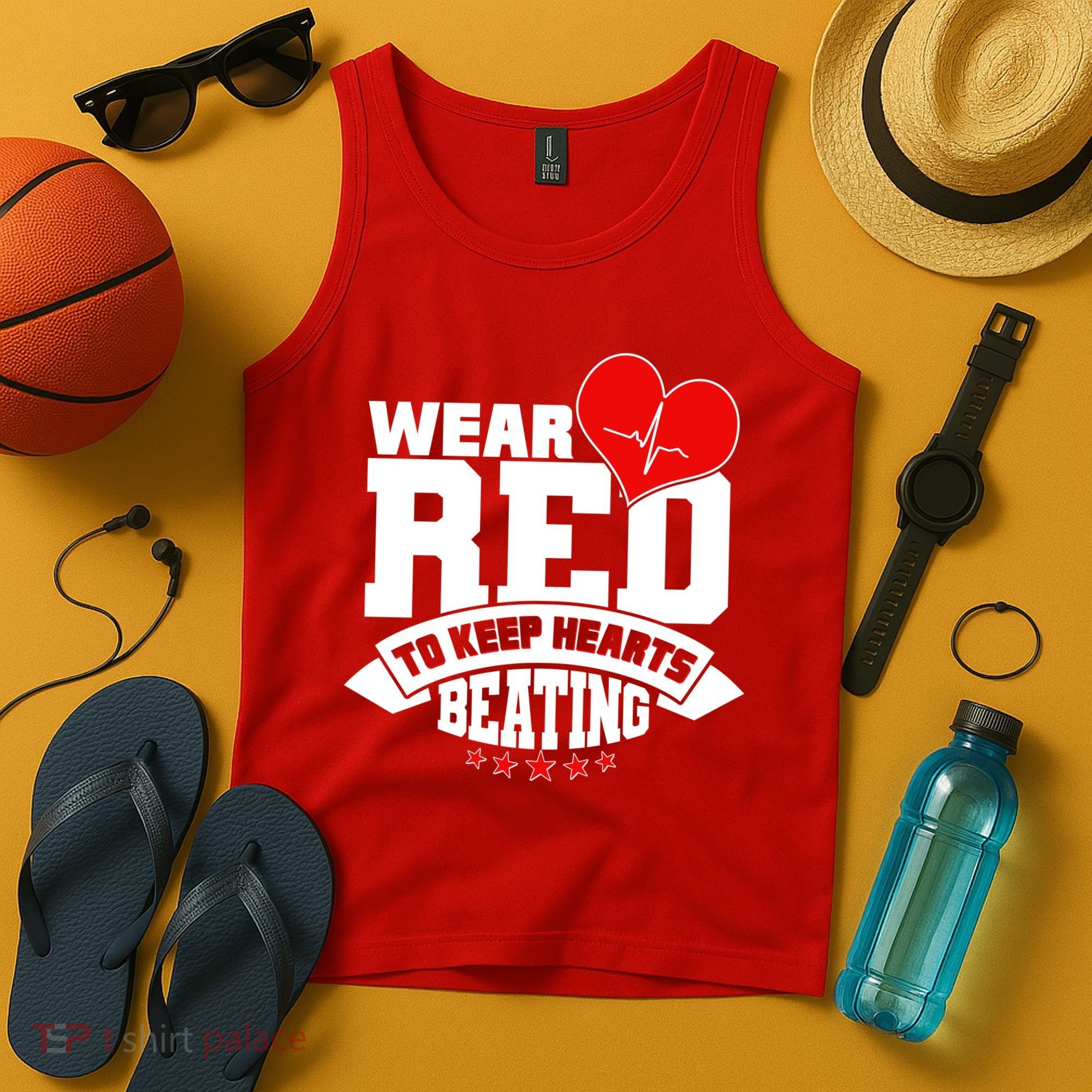 Wear Red To Keep Hearts Beating Heart Health Awareness Tank Top