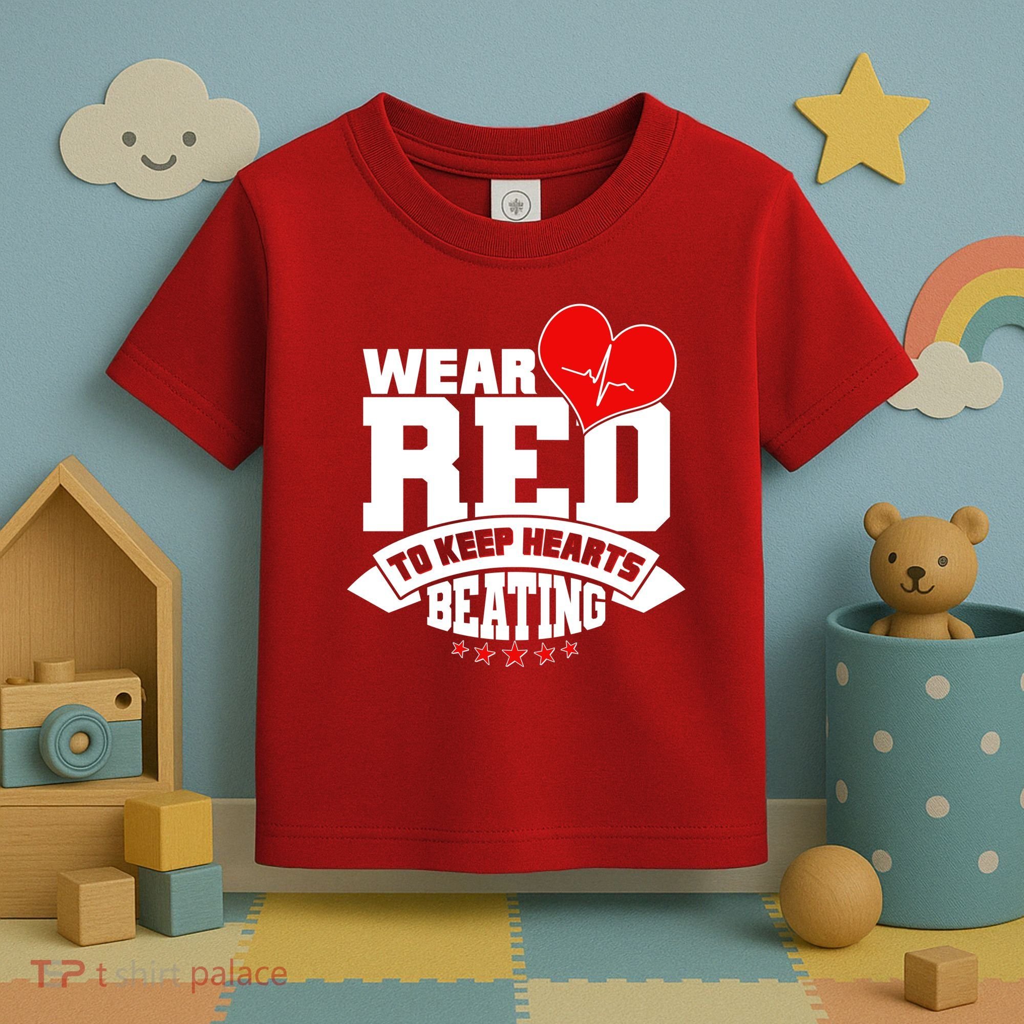 Wear Red To Keep Hearts Beating Heart Health Awareness Toddler T-Shirt