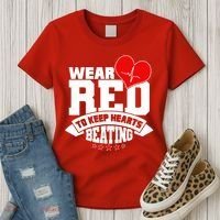 Wear Red To Keep Hearts Beating Heart Health Awareness Women's T-Shirt thumb 3
