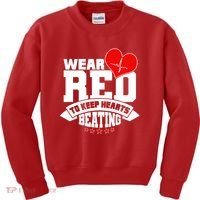 Wear Red To Keep Hearts Beating Heart Health Awareness Kids Sweatshirt thumb 0