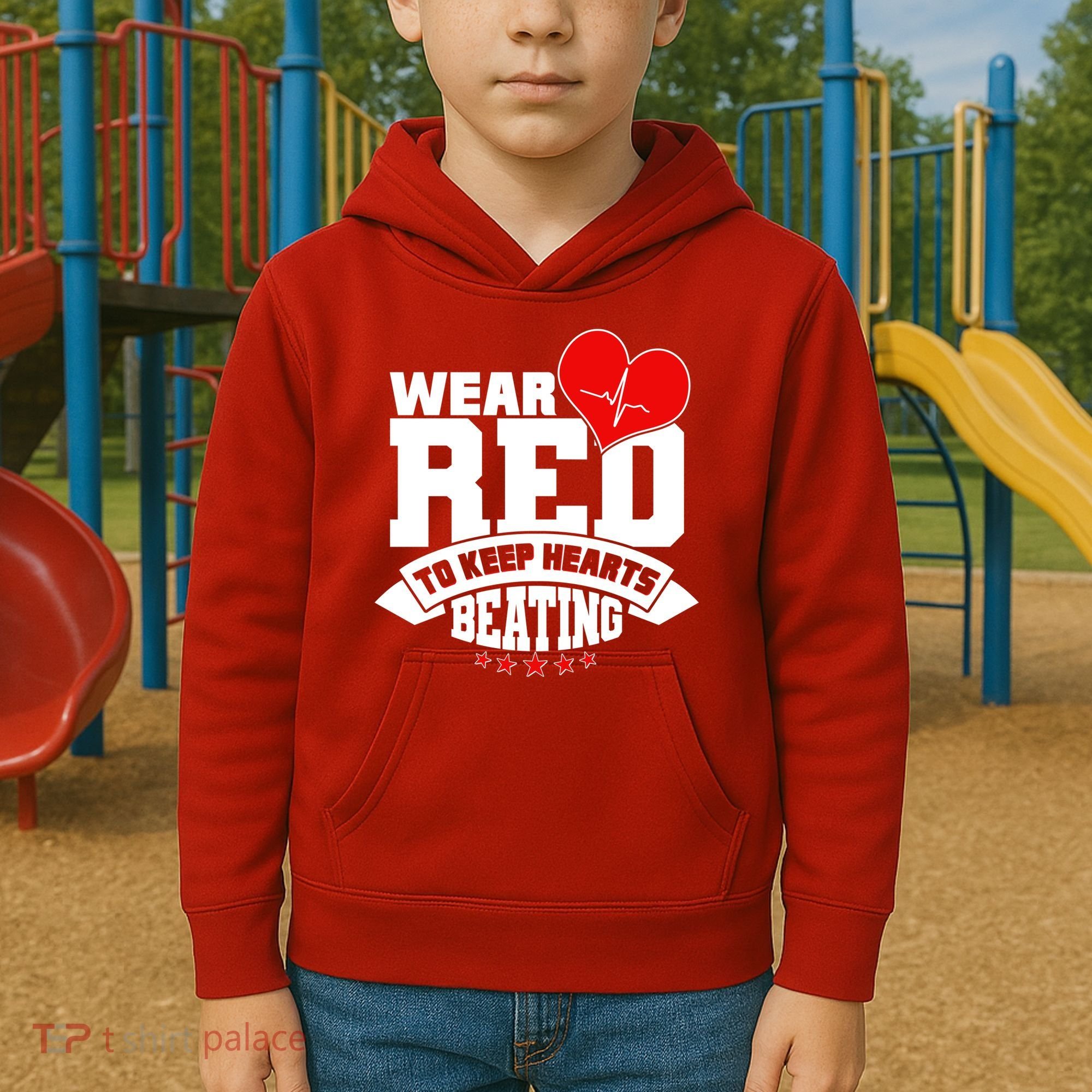 Wear Red To Keep Hearts Beating Heart Health Awareness Kids Hoodie