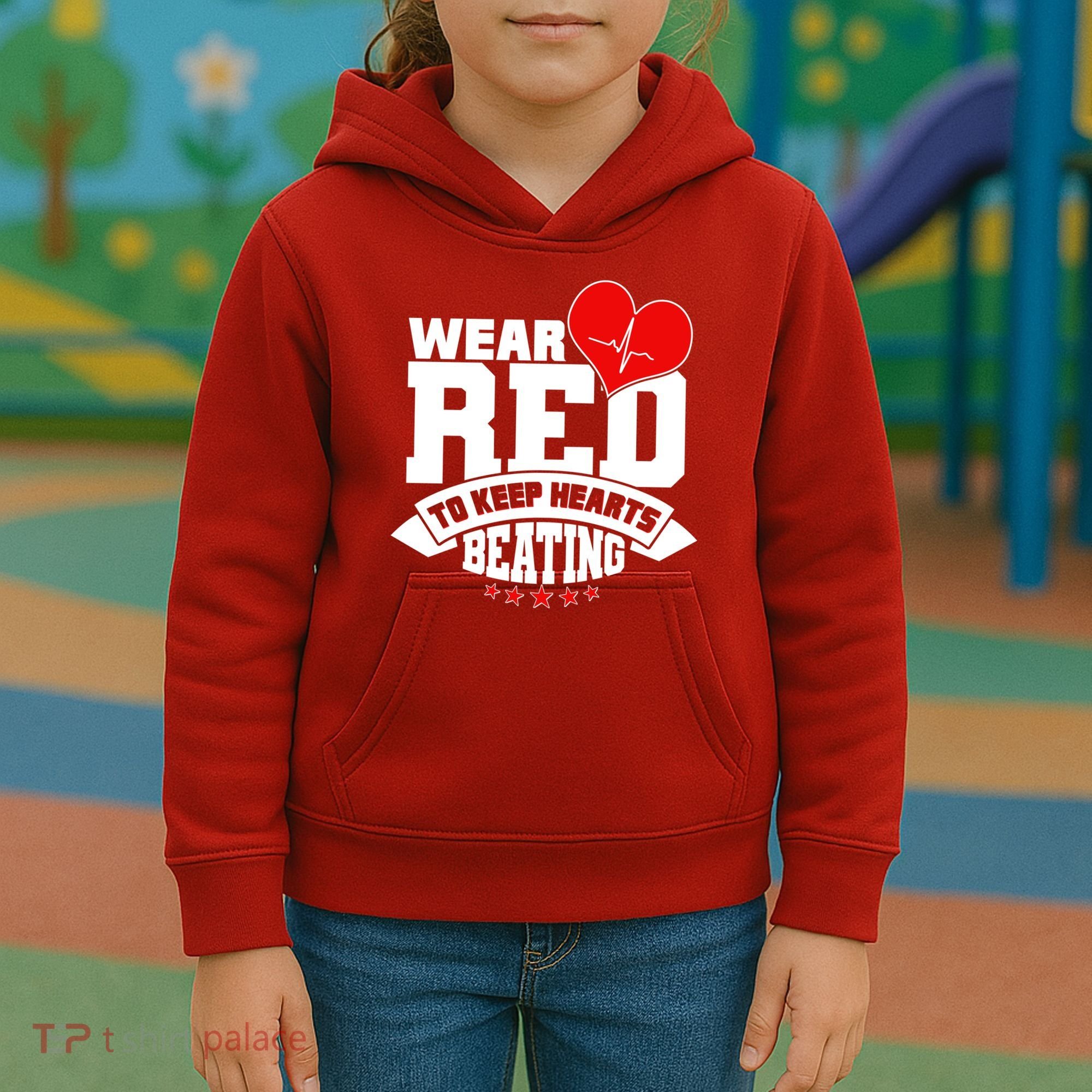 Wear Red To Keep Hearts Beating Heart Health Awareness Kids Hoodie