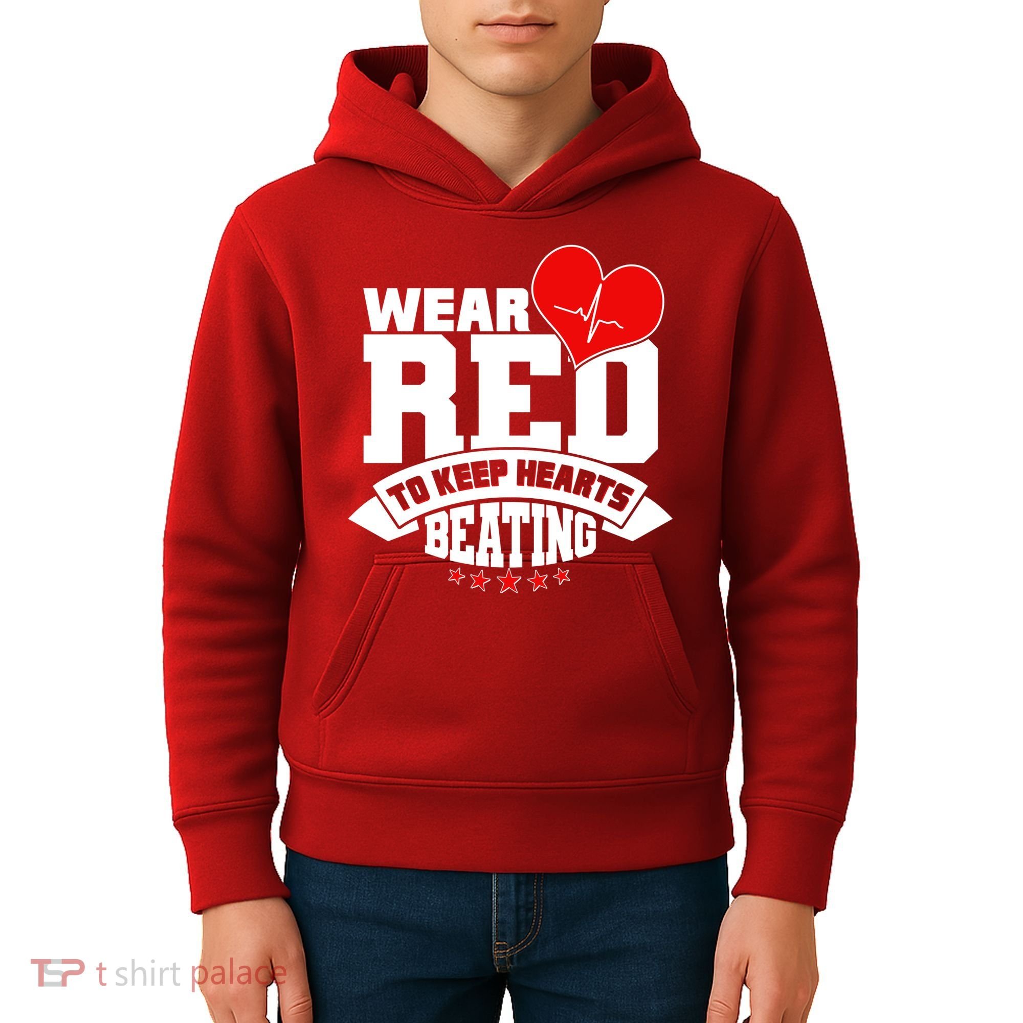 Wear Red To Keep Hearts Beating Heart Health Awareness Kids Hoodie