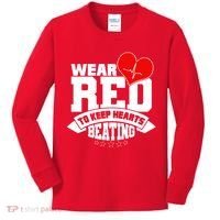 Wear Red To Keep Hearts Beating Heart Health Awareness Kids Long Sleeve Shirt thumb 0