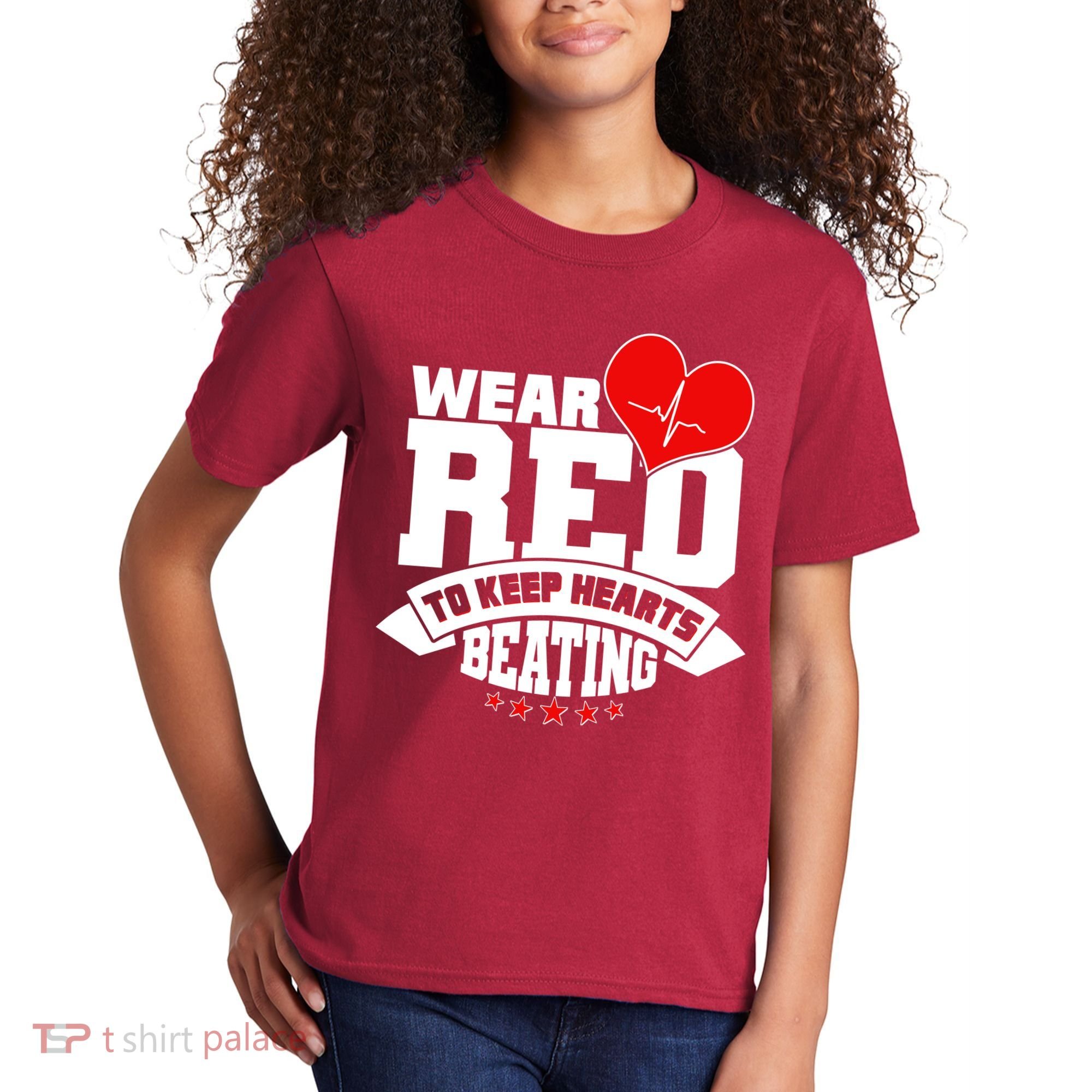 Wear Red To Keep Hearts Beating Heart Health Awareness Kids T-Shirt