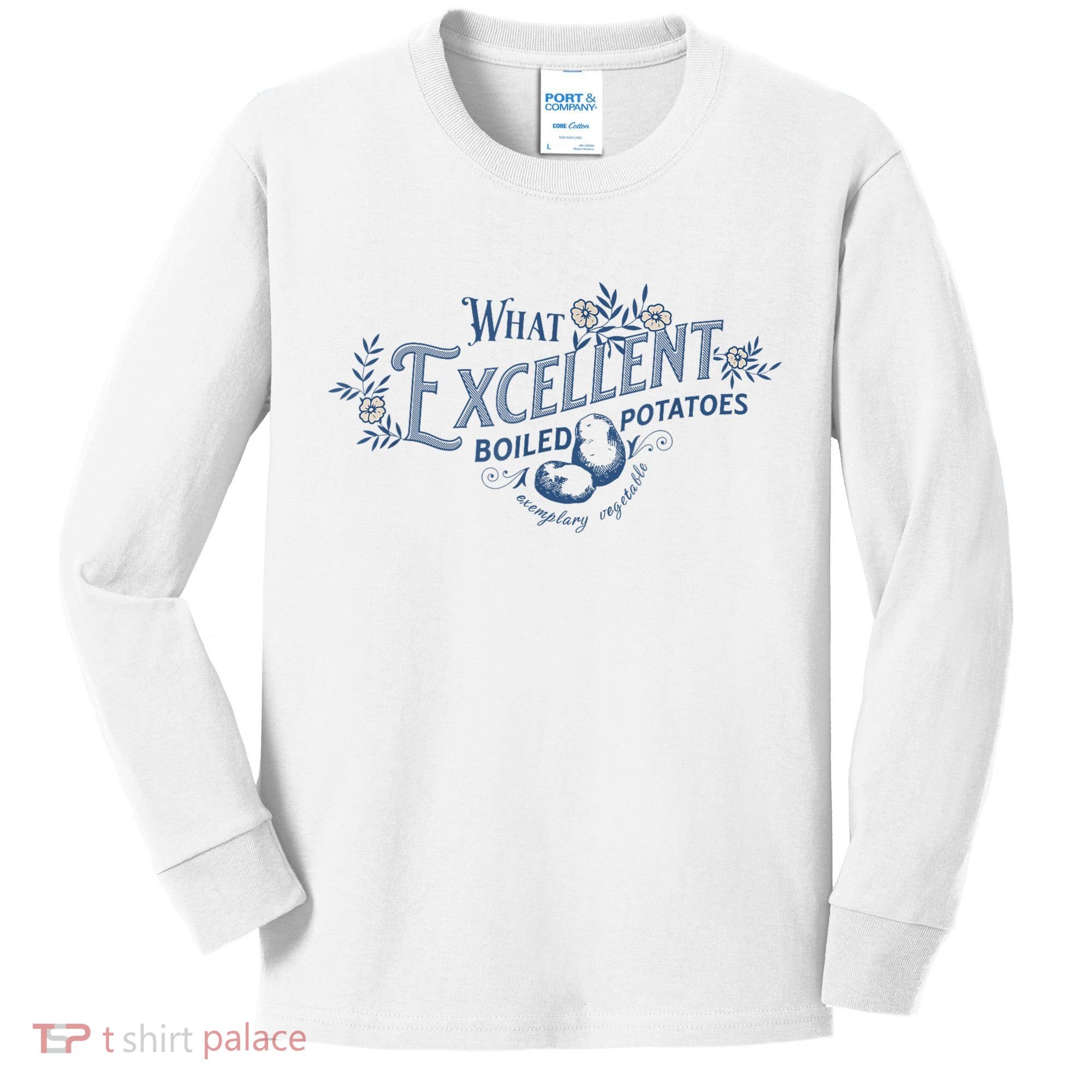 What Excellent Boiled Potatoes Meme Funny Book Lovers Kids Long Sleeve Shirt