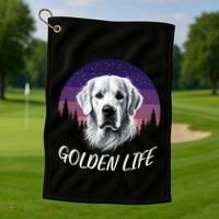 White English Cream Golden Retriever Simply Golden Gift Golf Towel thumb 1
