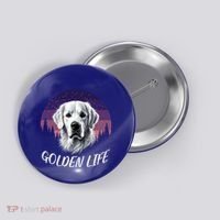 White English Cream Golden Retriever Simply Golden Gift Button thumb 0
