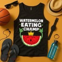 Watermelon Eating Champ Summer Eating Contest Festival Tank Top thumb 4