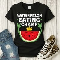 Watermelon Eating Champ Summer Eating Contest Festival Women's T-Shirt thumb 3