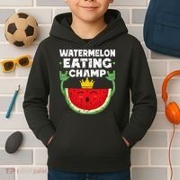 Watermelon Eating Champ Summer Eating Contest Festival Kids Hoodie thumb 2