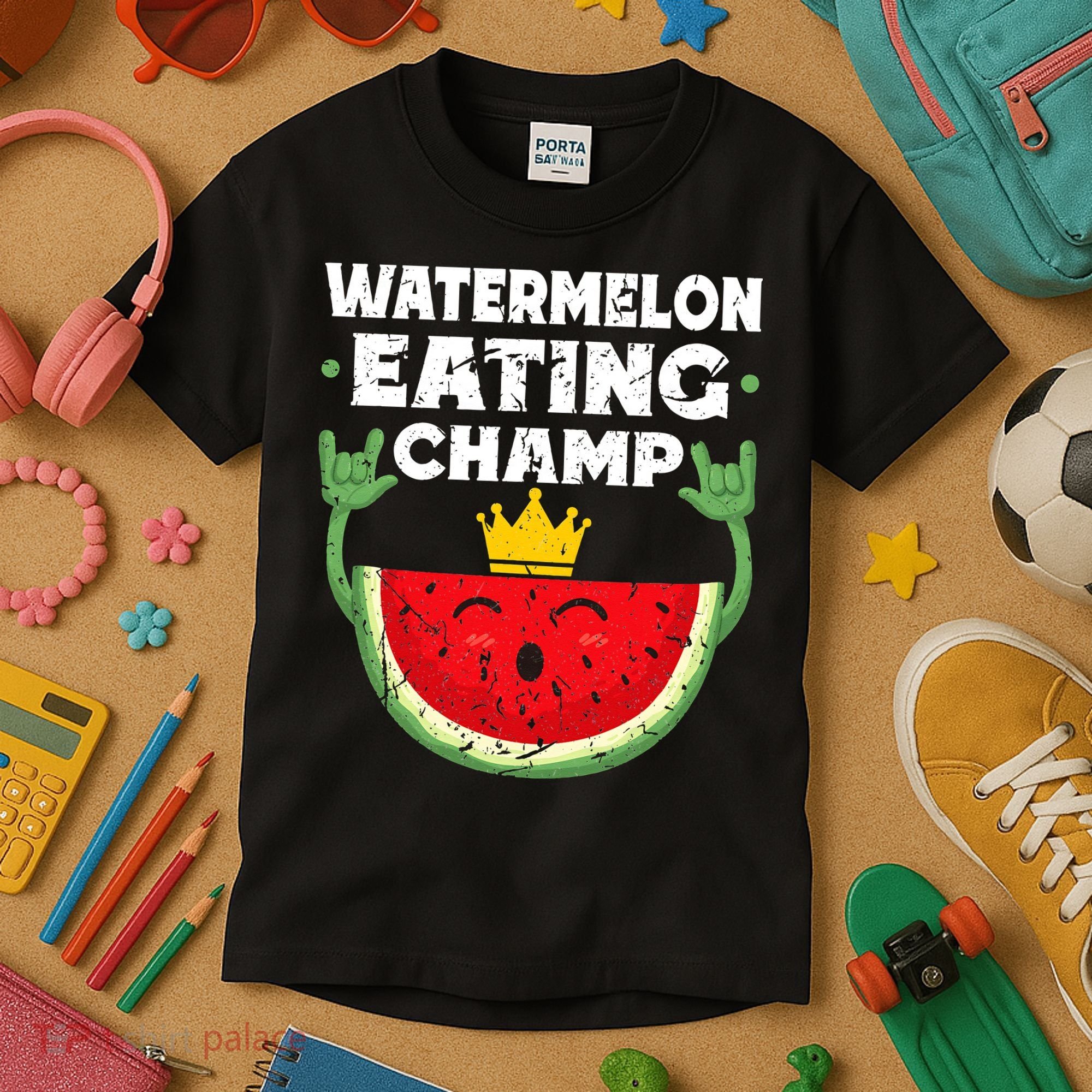 Watermelon Eating Champ Summer Eating Contest Festival Kids T-Shirt