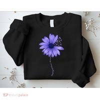 Wo Esophageal Cancer Awareness Sunflower Periwinkle ribbon Sweatshirt thumb 2