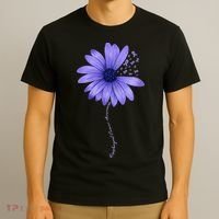 Wo Esophageal Cancer Awareness Sunflower Periwinkle ribbon T-Shirt thumb 3